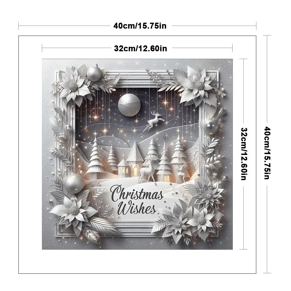 Xmas Printed Cross Stitch Kit 40x40cm DIY 11CT Embroidery Craft Set Home Decor Easy Pattern Aida Stamped Fabric Embroidery Set