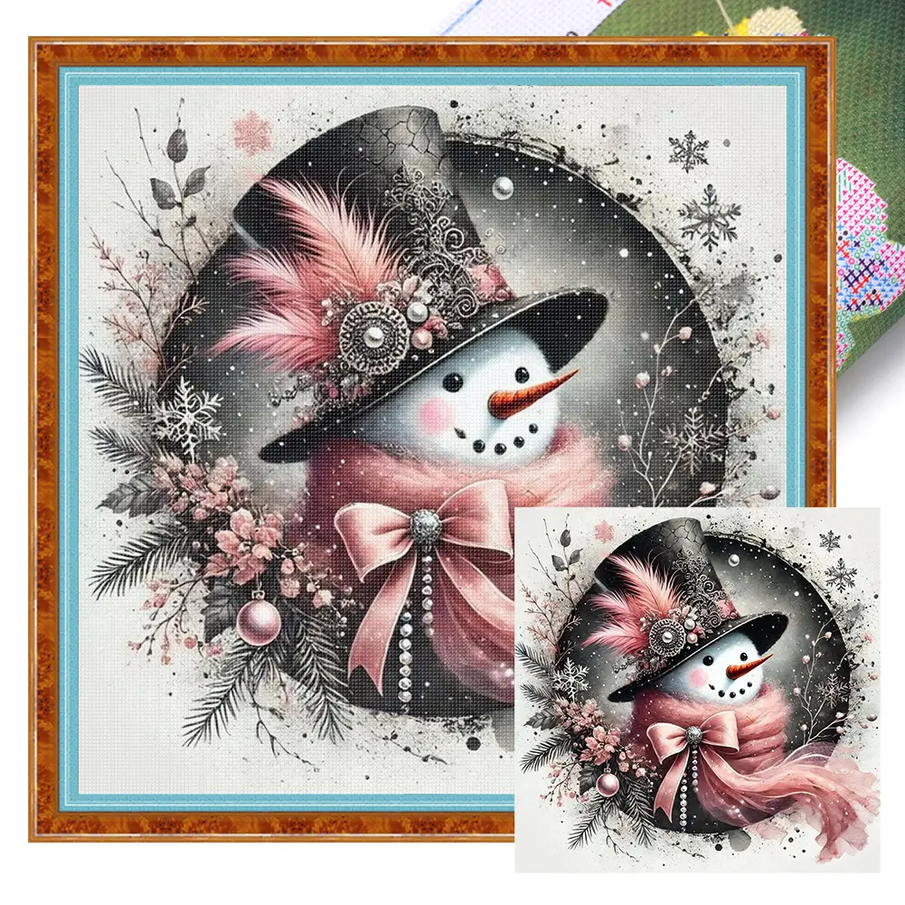 Xmas Printed Cross Stitch Kit 40x40cm DIY 11CT Embroidery Craft Set Home Decor Easy Pattern Aida Stamped Fabric Embroidery Set