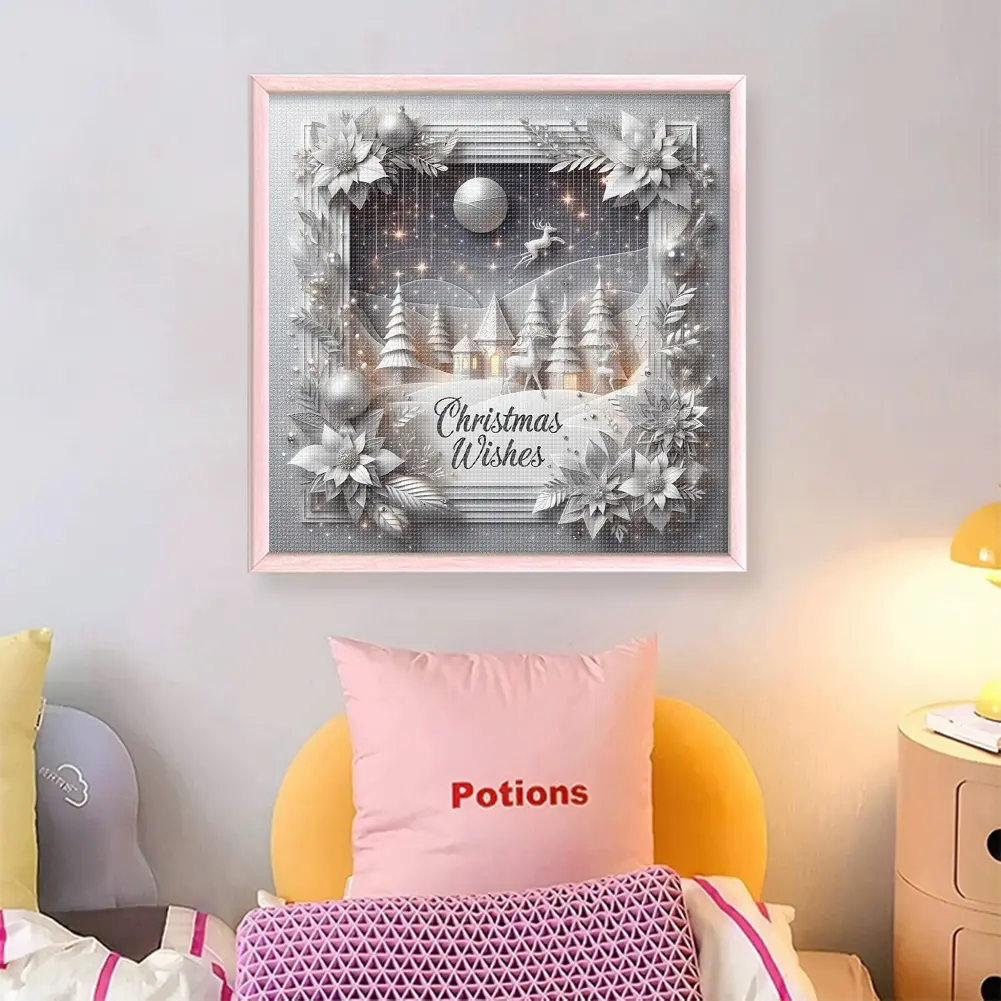 Xmas Printed Cross Stitch Kit 40x40cm DIY 11CT Embroidery Craft Set Home Decor Easy Pattern Aida Stamped Fabric Embroidery Set