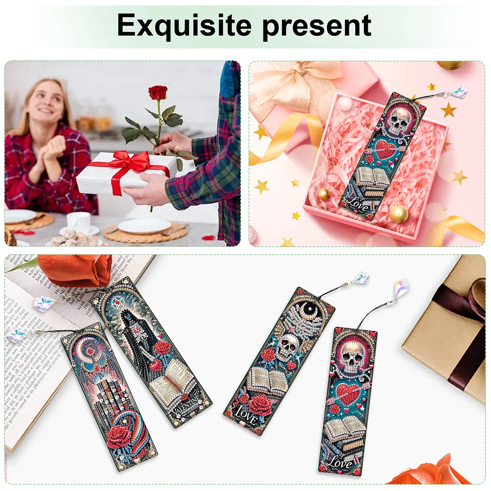 4Pcs Halloween DIY Diamond Painting Bookmark with Pendants Diamond Art Bookmark for Readers Home Office Book Decor & Gift Idea