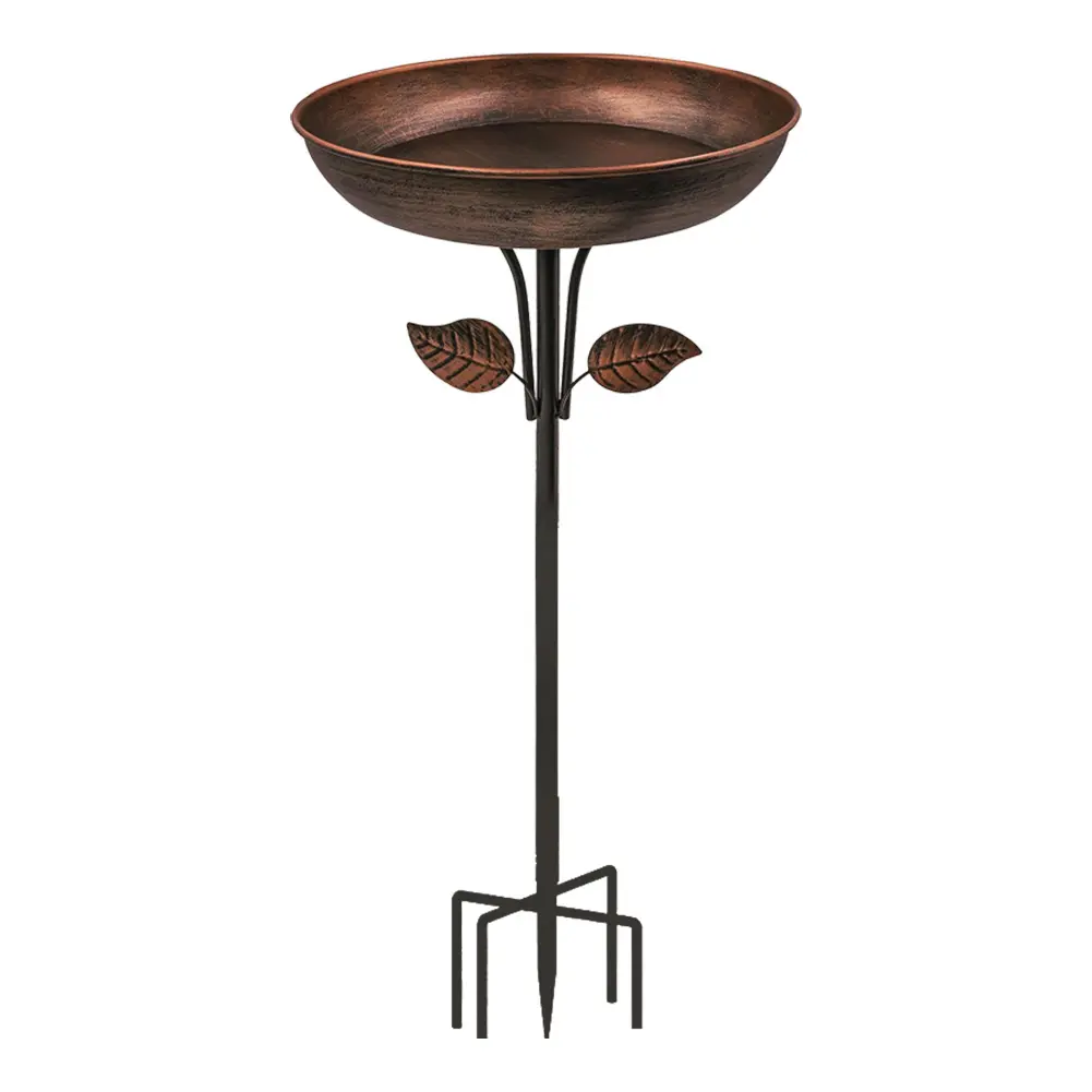 Removable 13 Inch Dia Bowl Metal Bird Bath with Metal Stake Bird Feeder Bowl Freestanding Birdfeeder for Garden Yard Lawn Decor