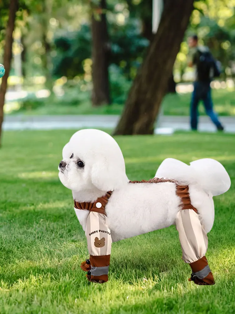 Dirty-Proof Dog Suspender Boots with Suspender Anti-Slip Adjustable Straps Pets Dustproof Pants for Small To Medium Dogs