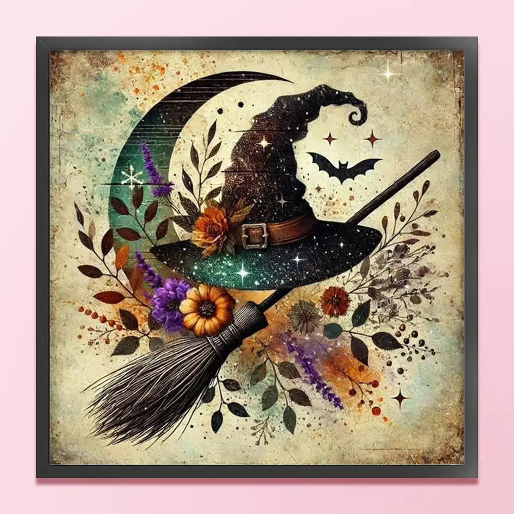 Full Embroidery Eco-cotton Thread 11CT Counted Witch Cross Stitch Kit 40x40cm