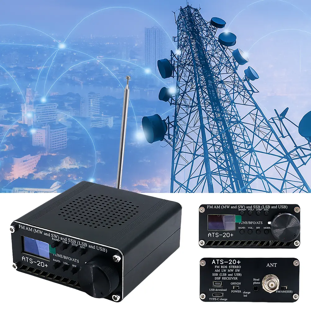 Professional ATS-20+ Receiver Lightweight Portable Radio Receiver OLED Screen FM AM MW SW LSB Receiver for Travel Camping Hiking