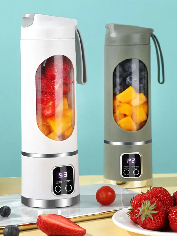 450ml Portable Juicer Mini Electric Juicer USB Rechargeable Juice Extractor 1500mAh with 8 Blades for Smoothies Shakes