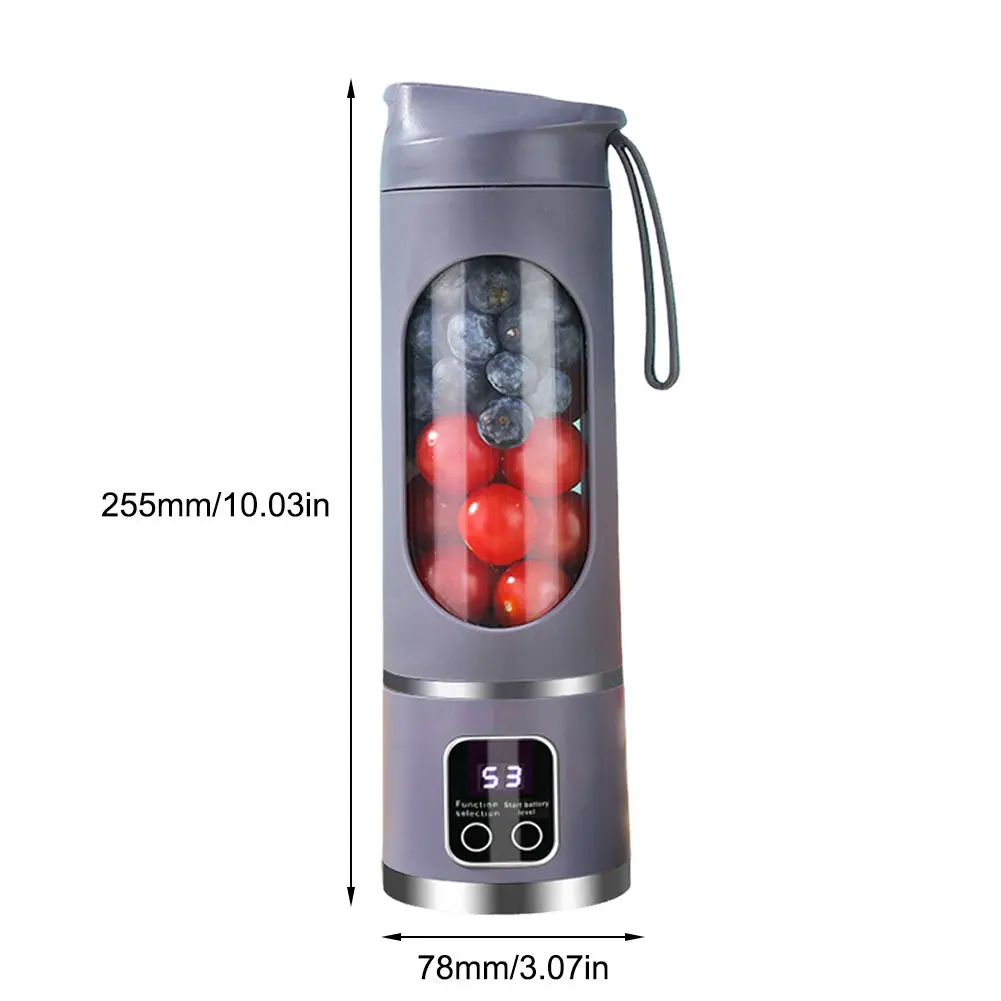 450ml Portable Juicer Mini Electric Juicer USB Rechargeable Juice Extractor 1500mAh with 8 Blades for Smoothies Shakes