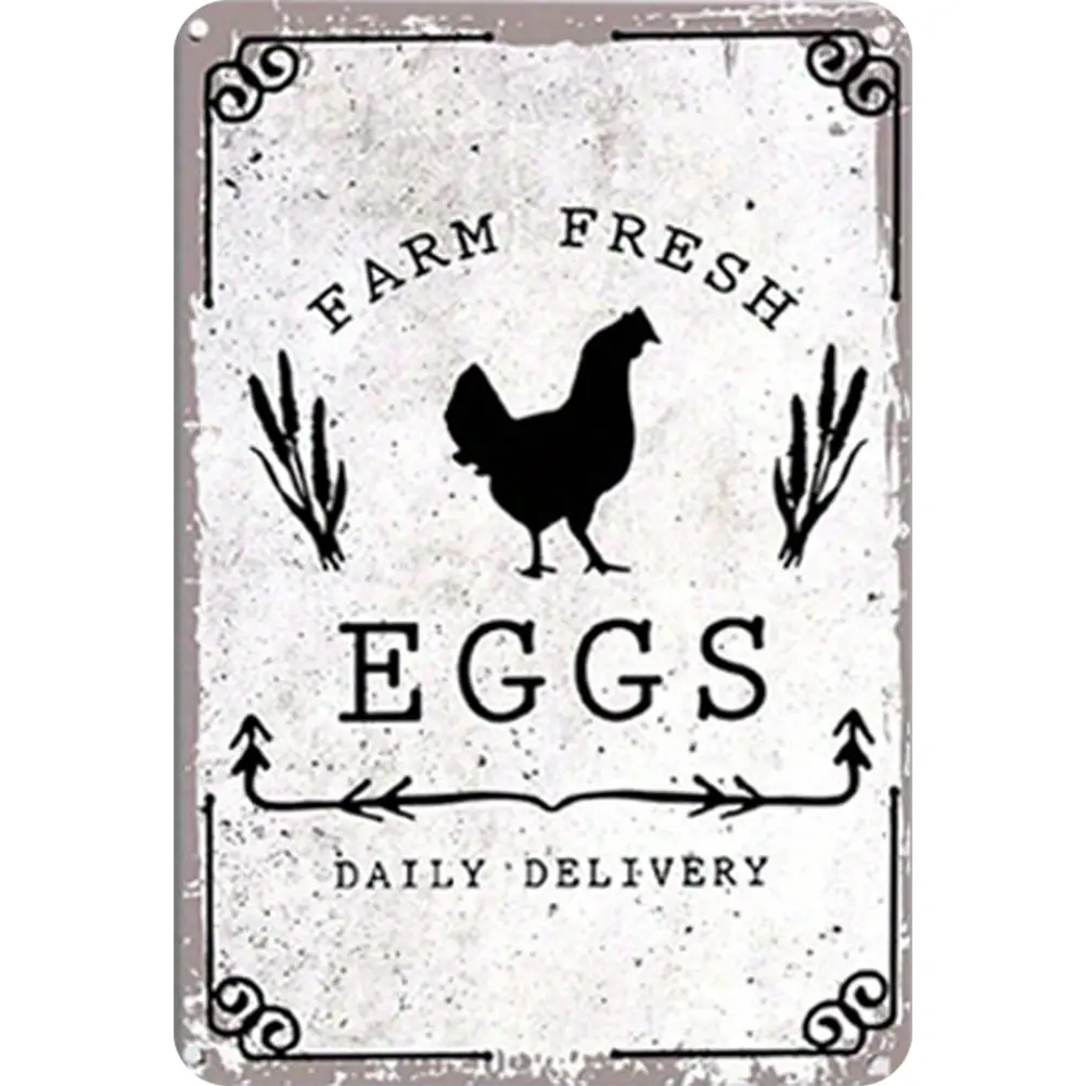 5Pcs Metal Chicken Tin Sign Rectangular Iron Painting Wall Home Decor 20x30cm
