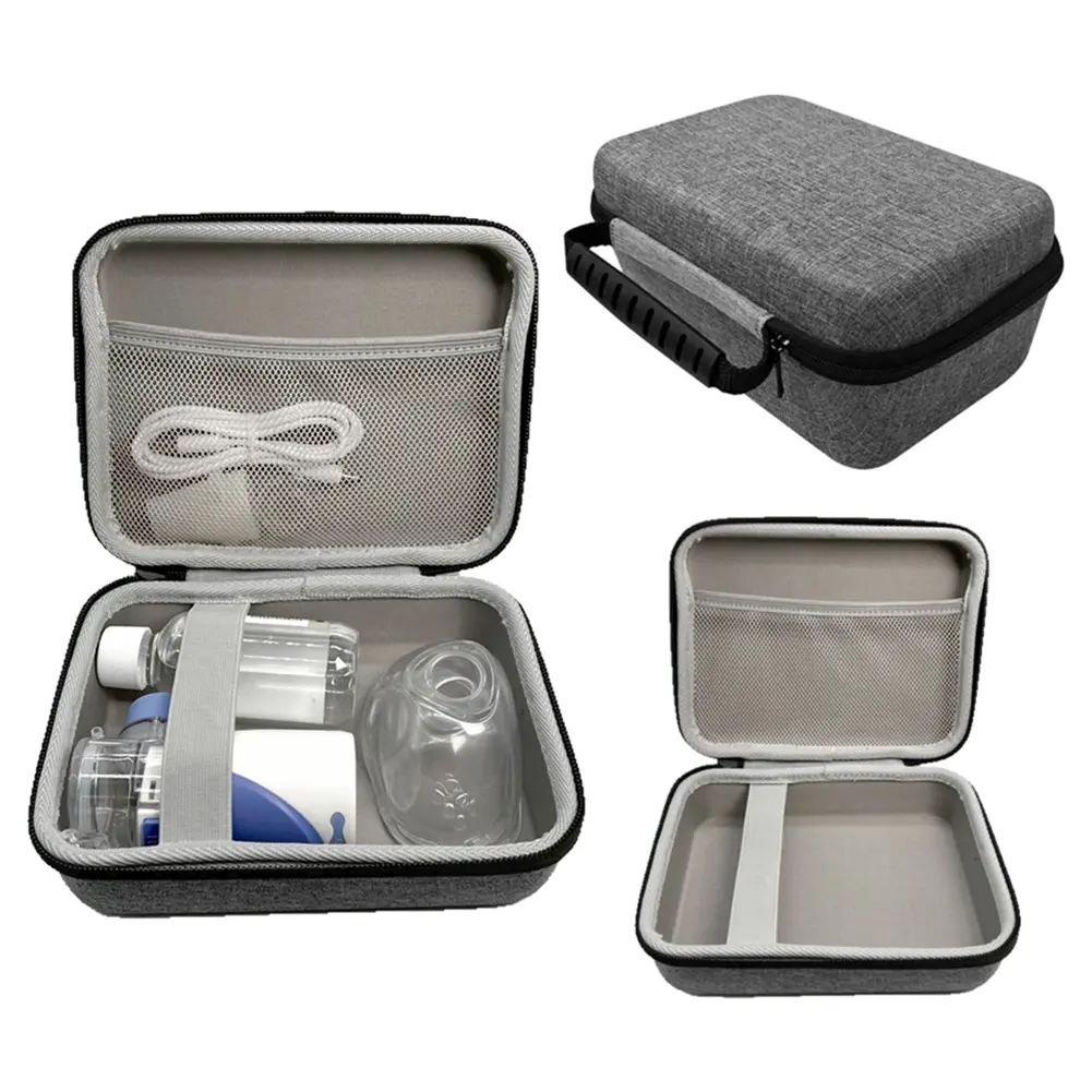 Nebulizer Carrying Case with Mesh Bag Travel Medical Bag Large Capacity Hard Shell Nebulizer Box for Inhaler Spacer Case