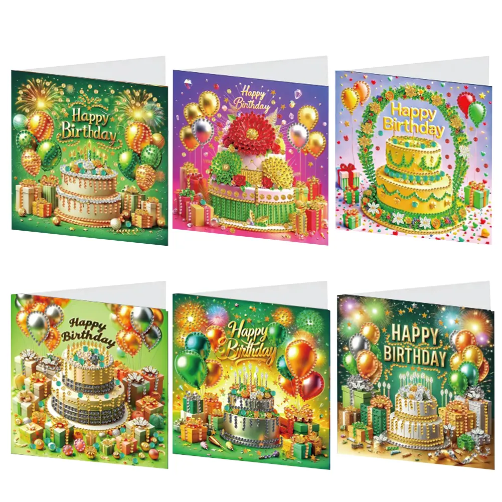 6pcs DIY Diamond Painting Greeting Card Set Diamond Art Greeting Cards Diamond Art Handmade Cards for Festivals and Celebrations