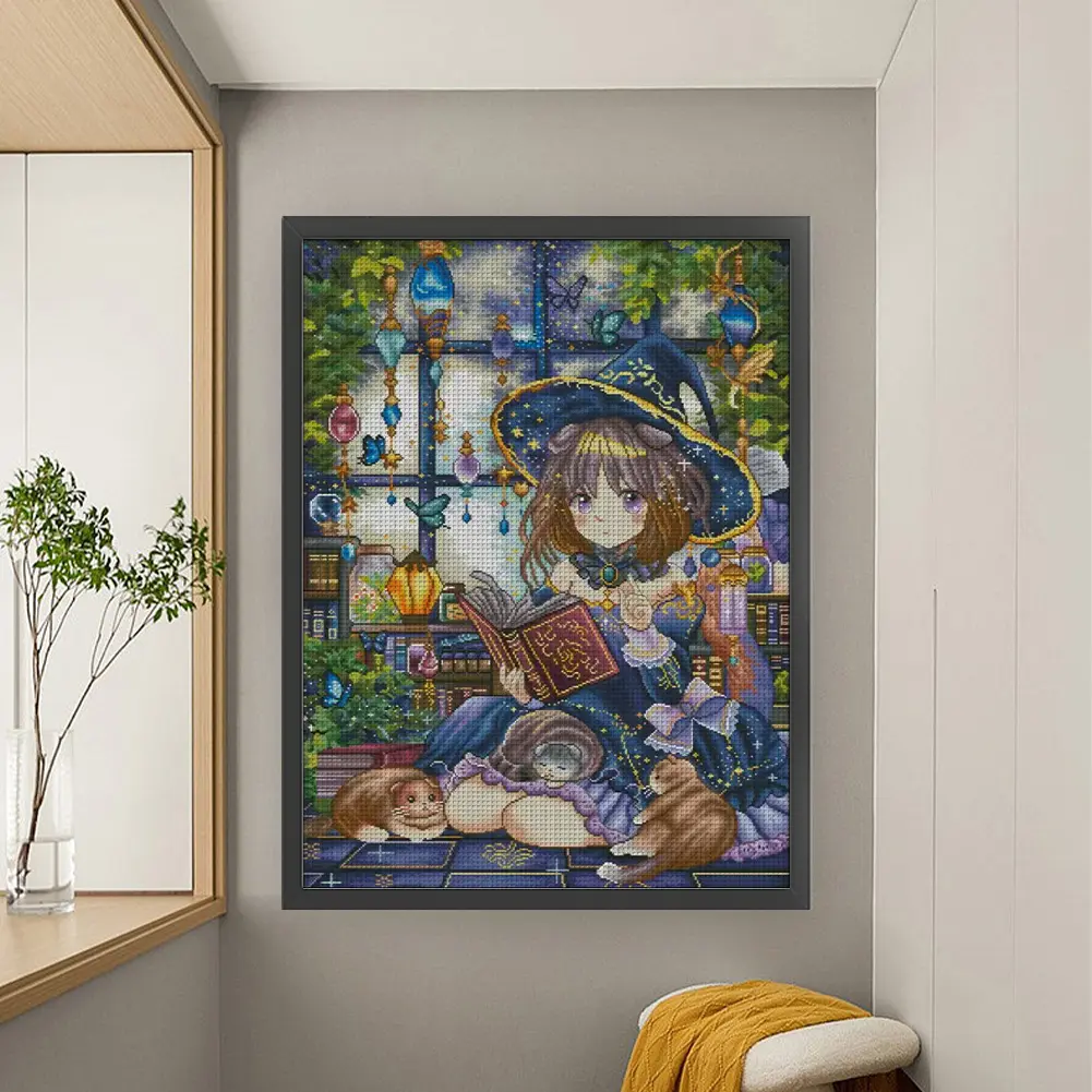 Full Embroidery Egyptian Cotton Thread 14CT Witch Cross Stitch Kit Art 60x80cm