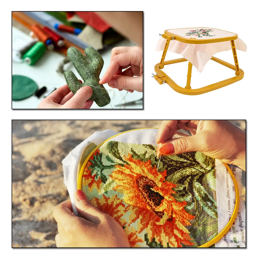 Cross Stitch Rack Multifunctional Plastic Cross-Stitch Hoop Removable 2 Tier Square Embroidery Hoop for Embroidery Silk-Painting