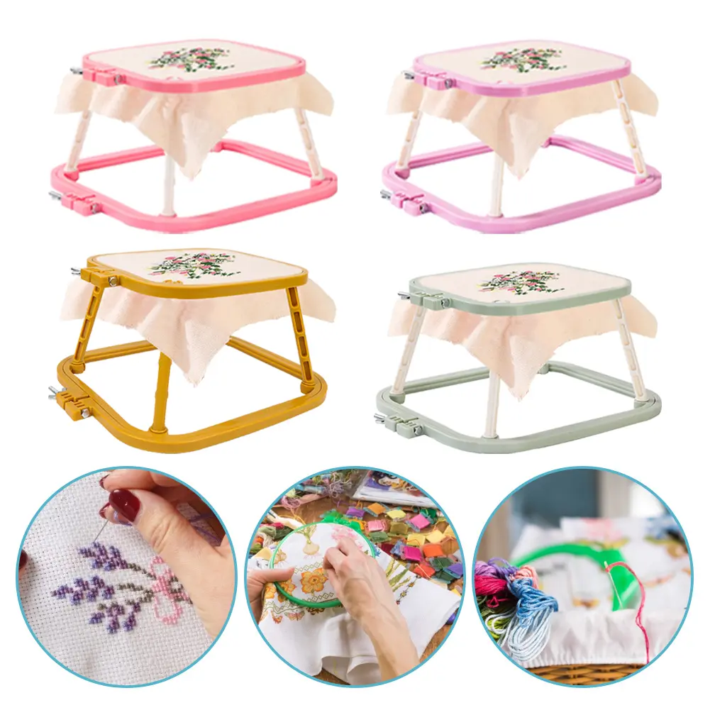 Cross Stitch Rack Multifunctional Plastic Cross-Stitch Hoop Removable 2 Tier Square Embroidery Hoop for Embroidery Silk-Painting