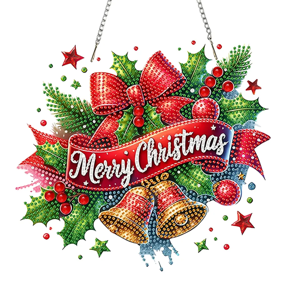 Xmas Theme 2D/Flat DIY Rhinestone Diamond Art Window Pendants Special Shape Diamond Art Pendant Home Wall Decoration Crafts