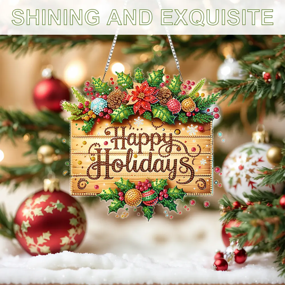 Xmas Theme 2D/Flat DIY Rhinestone Diamond Art Window Pendants Special Shape Diamond Art Pendant Home Wall Decoration Crafts