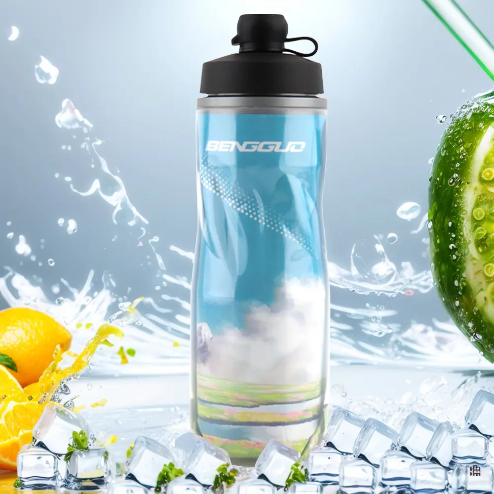 610ml Insulated Bike Water Bottle with Dust Cover Squeeze Sports Bottle Keep Water Cooler Cycling Water Bottle for Cold Drinks
