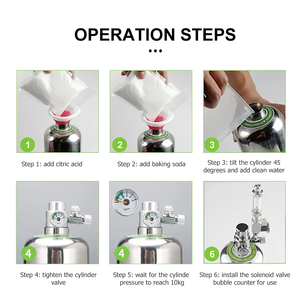 1L/2L CO2 Reaction Generator Stainless Steel Carbon Dioxide Steel Cylinder Generator DIY Aquatic Plant Fish Tank System Kit