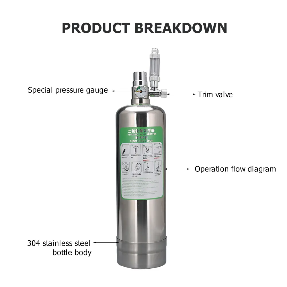 1L/2L CO2 Reaction Generator Stainless Steel Carbon Dioxide Steel Cylinder Generator DIY Aquatic Plant Fish Tank System Kit