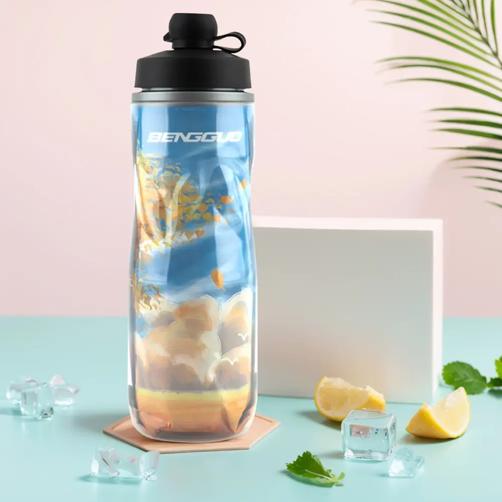 610ml Insulated Bike Water Bottle with Dust Cover Squeeze Sports Bottle Keep Water Cooler Cycling Water Bottle for Cold Drinks