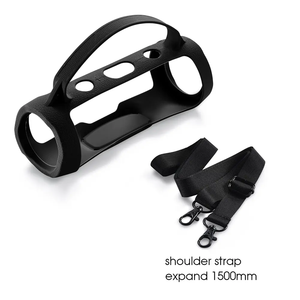 Silicone Protective Case Cover with Strap Carabiner Waterproof Protective Cover Portable Anti-Scratch for JBL Charge Essential 2