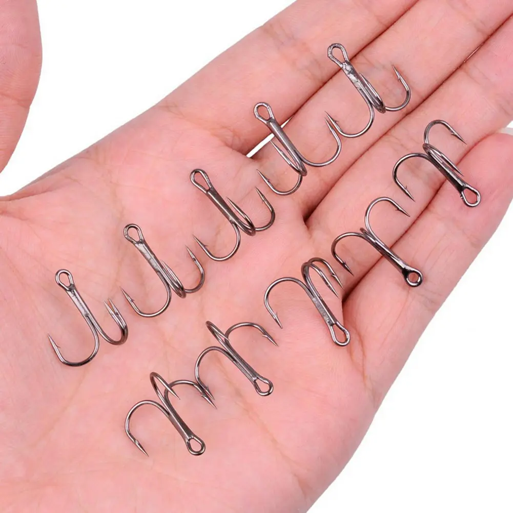 50pcs Lure Spoon Fishhook Carbon Steel Fishing Overturned Hooks Super Sharp Round Bend for Saltwater Freshwater Fishing Tackle