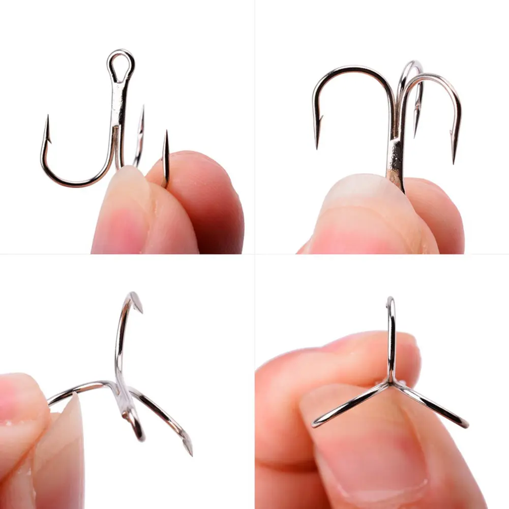 50pcs Lure Spoon Fishhook Carbon Steel Fishing Overturned Hooks Super Sharp Round Bend for Saltwater Freshwater Fishing Tackle