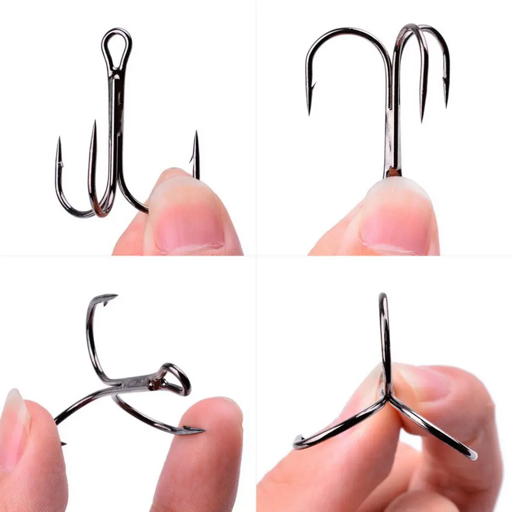 50pcs Lure Spoon Fishhook Carbon Steel Fishing Overturned Hooks Super Sharp Round Bend for Saltwater Freshwater Fishing Tackle