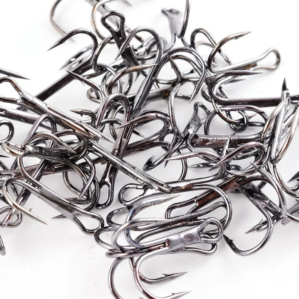 50pcs Lure Spoon Fishhook Carbon Steel Fishing Overturned Hooks Super Sharp Round Bend for Saltwater Freshwater Fishing Tackle