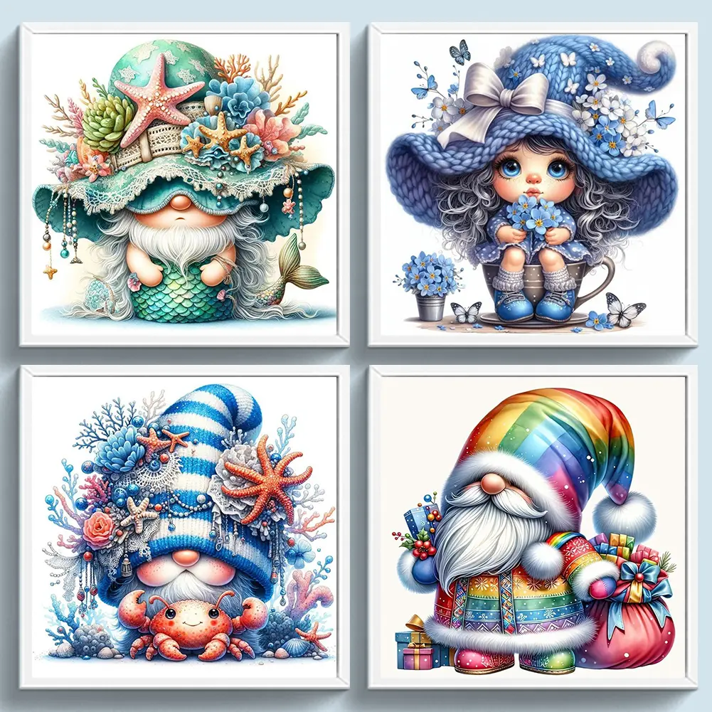 Full Embroidery Eco-cotton Thread 11CT Printed Gnome Cross Stitch Kit Art