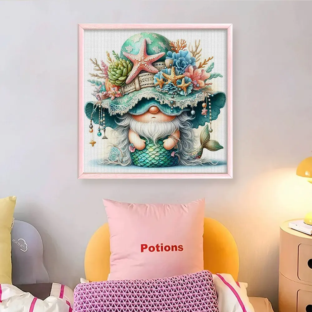 Full Embroidery Eco-cotton Thread 11CT Printed Gnome Cross Stitch Kit Art