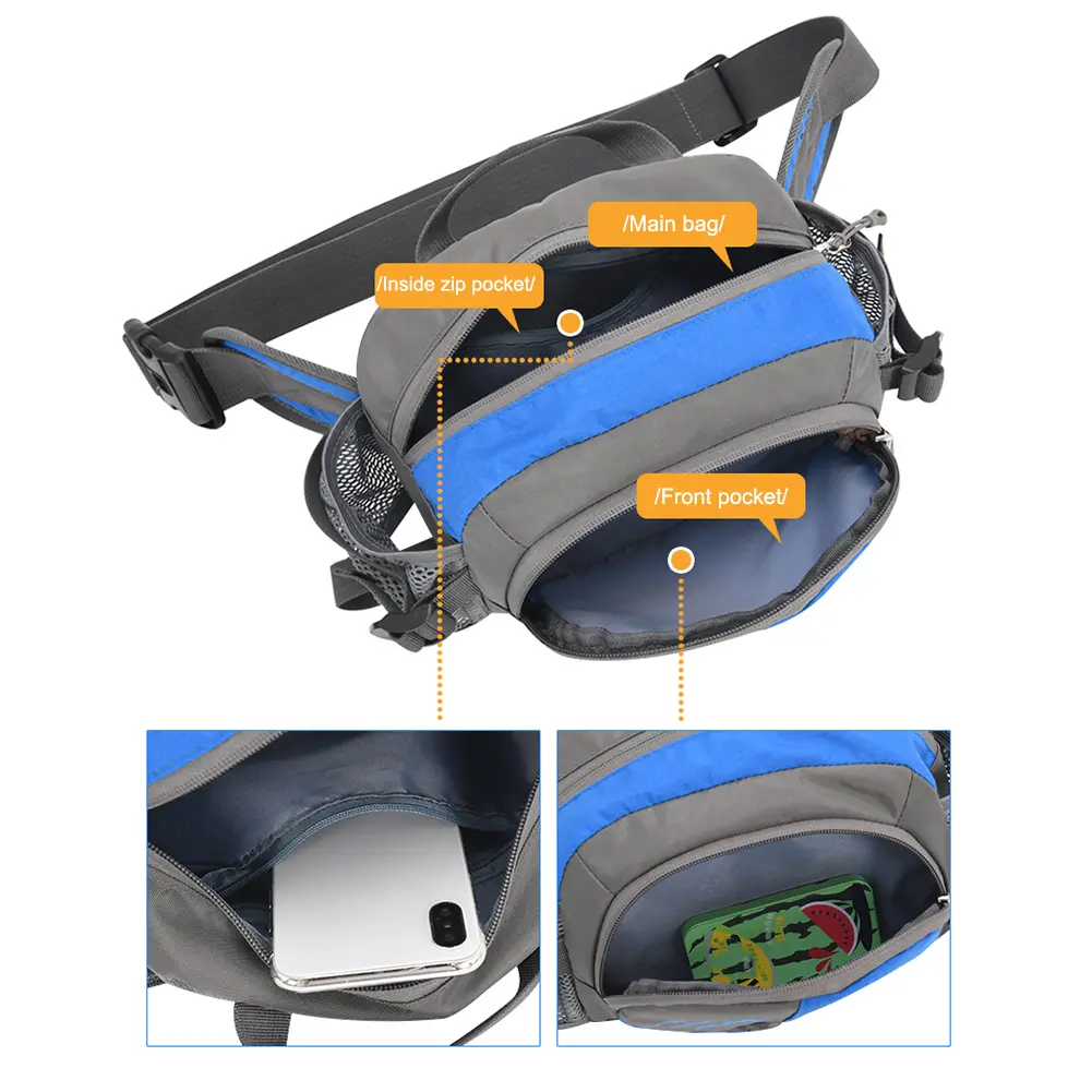Fanny Pack Running Belt Purse Phone Pouch Nylon Sling Waist Pack with Bottle Holder for Cycling for Running Hiking for Hydration
