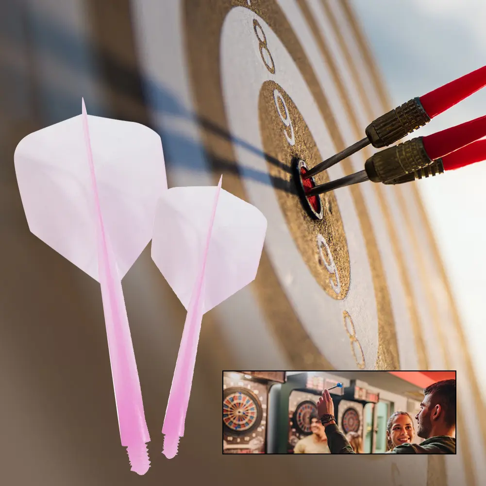 6Pcs Integrated Dart Flights and Shafts Standard Shape 2BA Screw In-one Dart Flight Anti-Fall Transparent Dart Accessories Kit