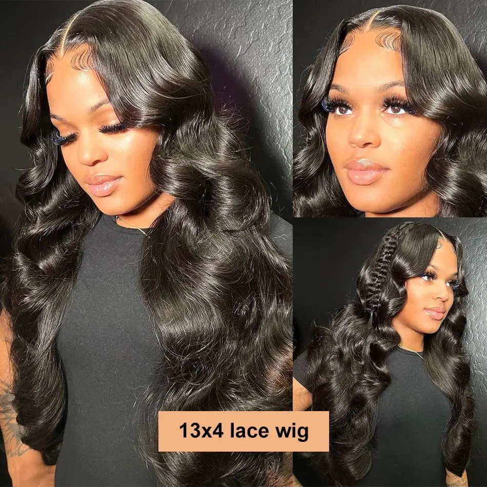 30 40 Inch 13x6 Body Wave Lace Frontal Wigs 200 Density 13x4 Lace Front Wigs Human Hair Pre Plucked Natural Color Wigs For Women
