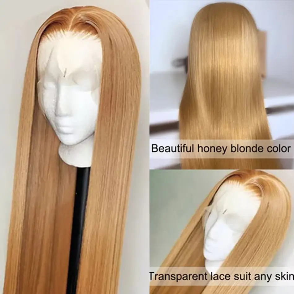 Silkwave 27 Honey Blonde Human Hair Straight Wig 13X6 Lace Frontal Preplucked Wig 13x4 30 Inch Lace Front Colored Wigs For Women