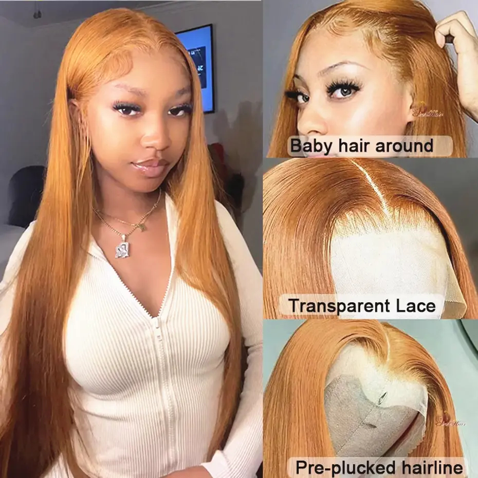 Silkwave 27 Honey Blonde Human Hair Straight Wig 13X6 Lace Frontal Preplucked Wig 13x4 30 Inch Lace Front Colored Wigs For Women