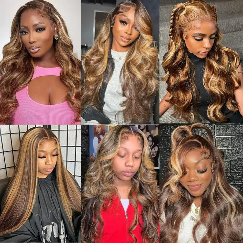 Highlight Wig Human Hair Body Wave Honey Blonde 13x4 Lace Front Loose Wave 13x6 Hd Lace Frontal Wigs 100% Brazilian Pre Plucked