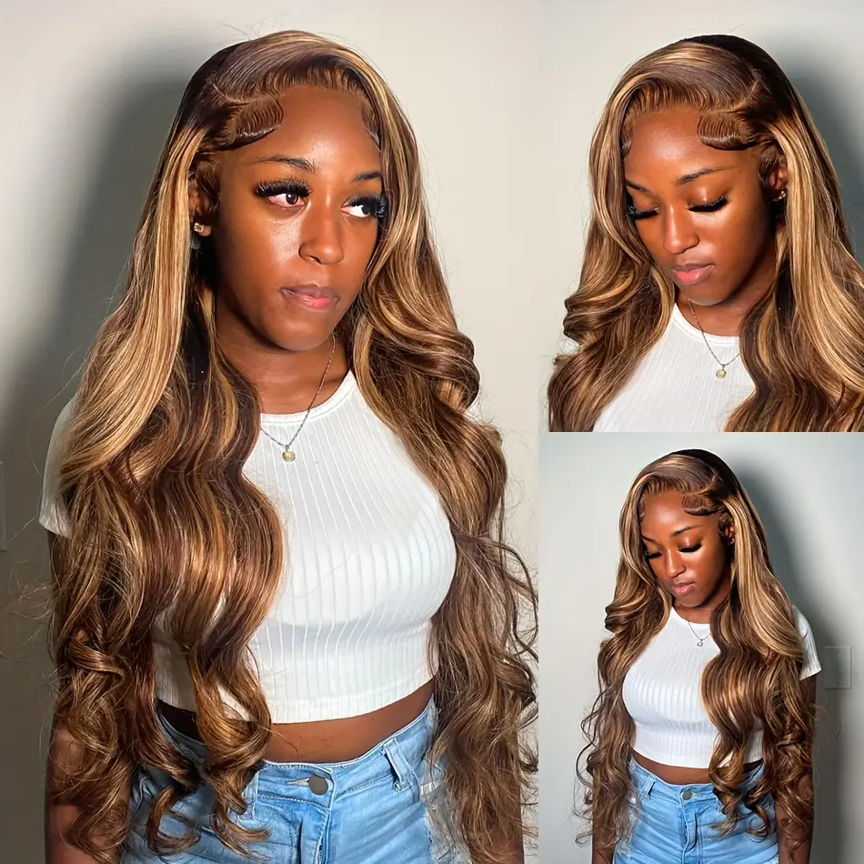 Highlight 13x6 Body Wave Lace Frontal Human Hair wig 13x4 HD Transparent Lace Front Wig Human Hair Wigs For Women Pre Plucked