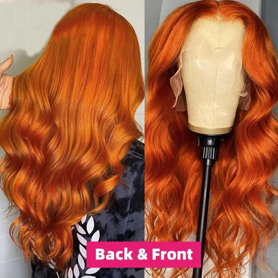 Ginger Orange Body Wave Human Hair Colored Wigs 100% 13X6 Hd Lace Frontal Wig 13X4 Preplucked Lace Front Wigs For Black Women