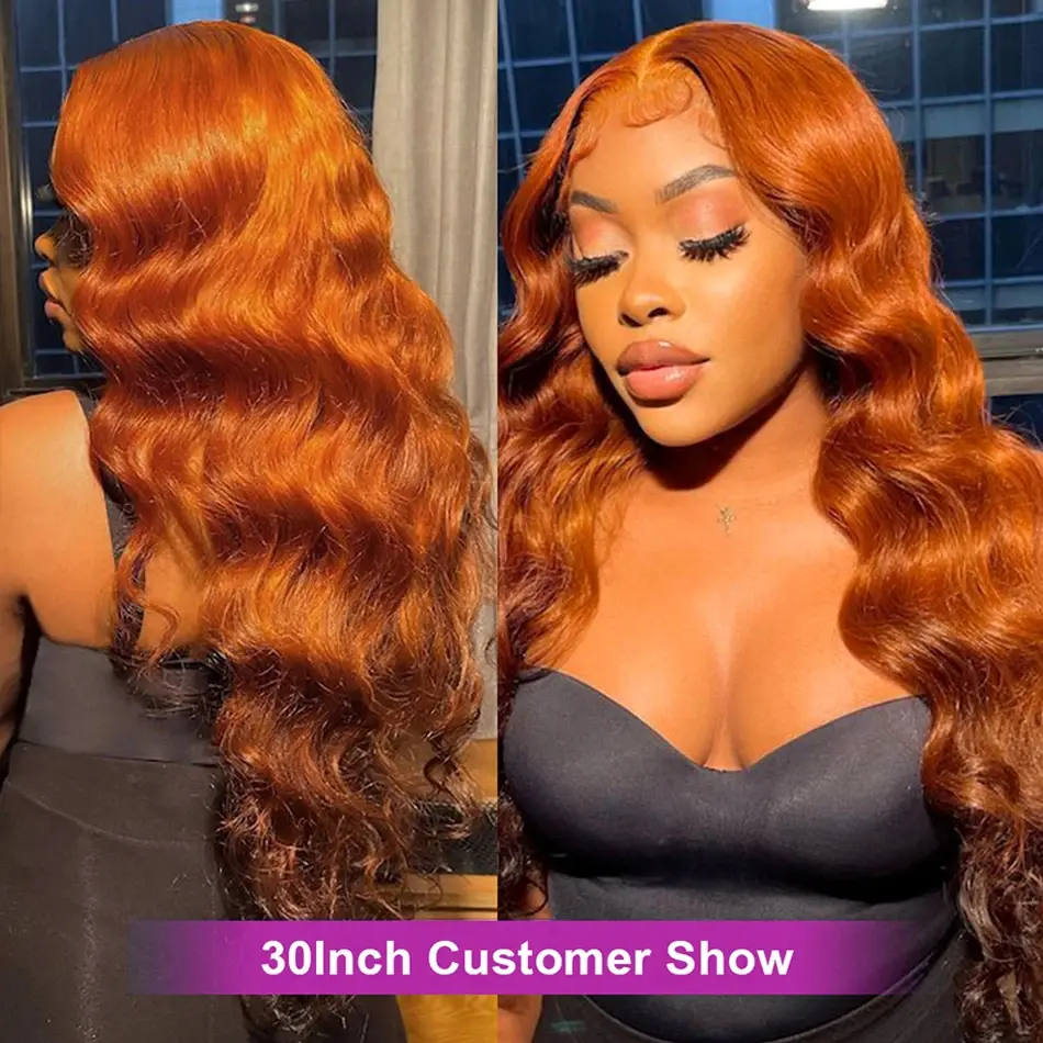 Ginger Orange Body Wave Human Hair Colored Wigs 100% 13X6 Hd Lace Frontal Wig 13X4 Preplucked Lace Front Wigs For Black Women