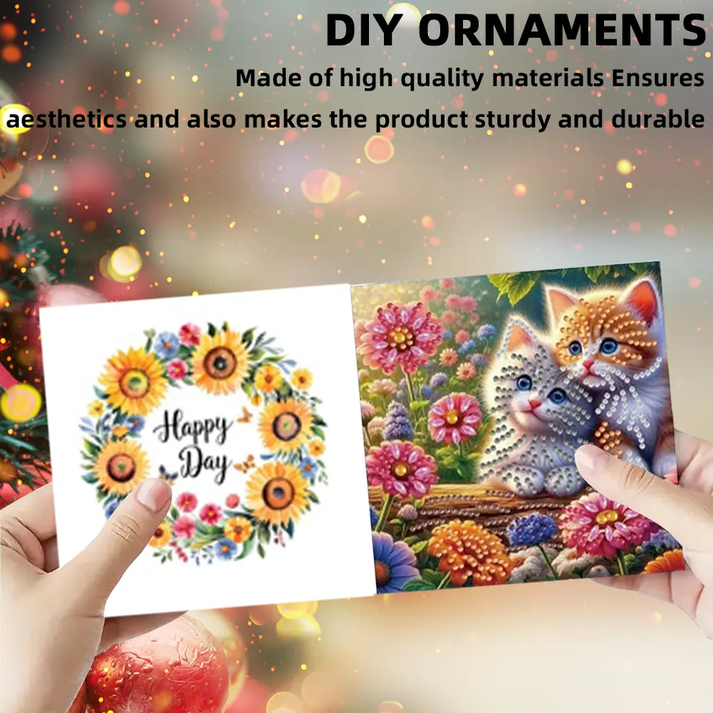 6PCS DIY Animal Pattern Diamond Art Greeting Cards Diamond Art Handmade Cards for Christmas Birthdays Thanksgiving and Holidays