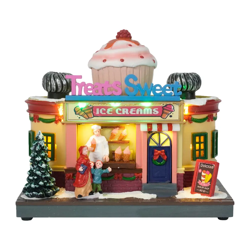 Illuminated Ice Cream House Decorations with LED Lights Christmas House Decoration Chirtmas Desktop Decoration Gifts