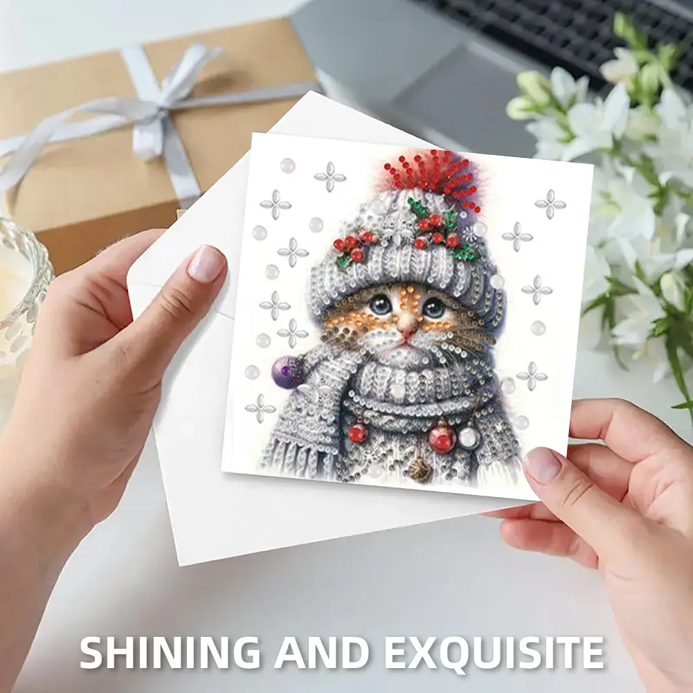 6PCS DIY Animal Pattern Diamond Art Greeting Cards Diamond Art Handmade Cards for Christmas Birthdays Thanksgiving and Holidays
