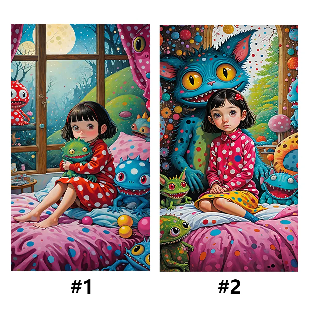 Weird Girl 5D DIY Full Drill Round Diamond Painting Kit for Home Wall Decor