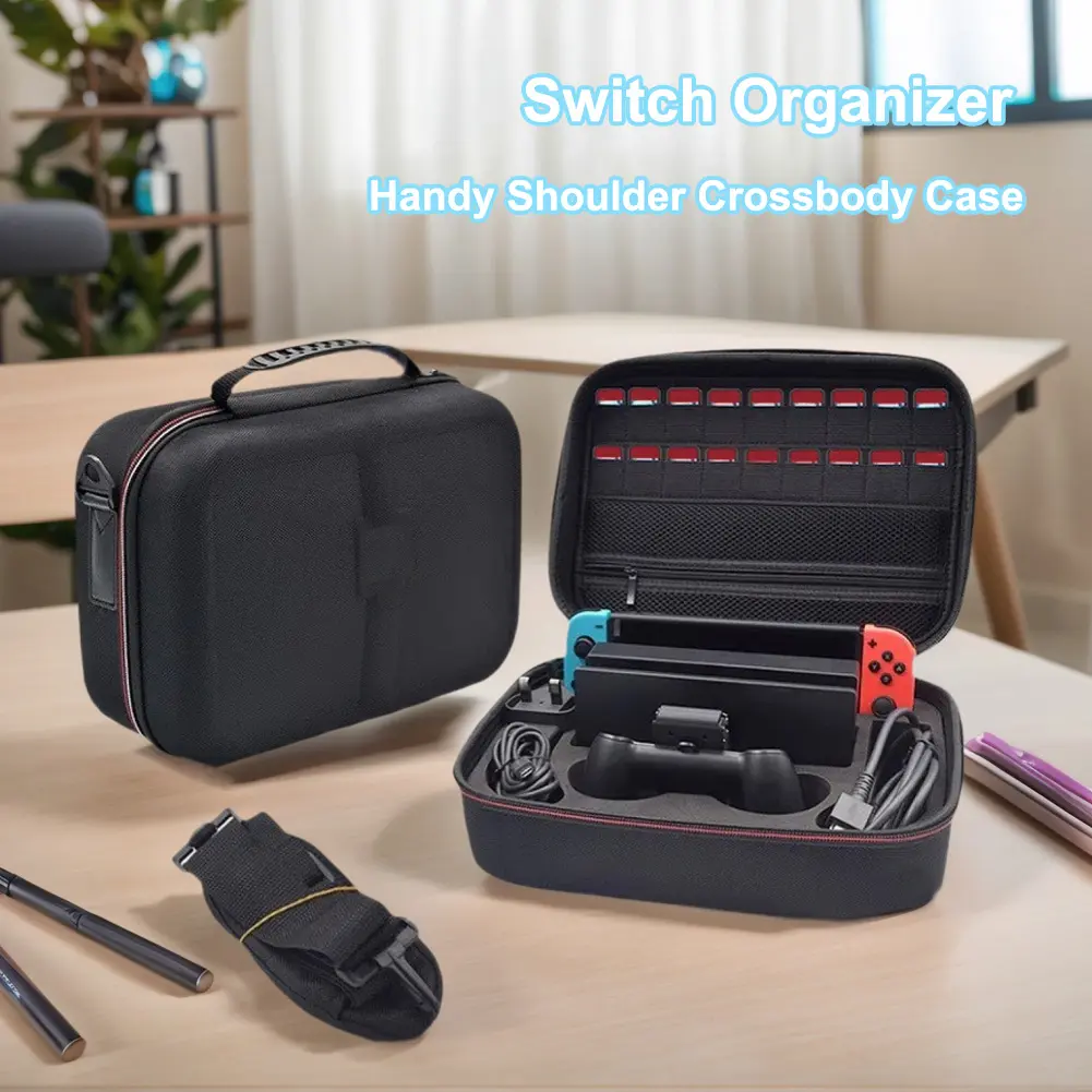 For NS2 Portable Carry Case with 18 Card Slots Large Console Storage Bag Handle & Shoulder Strap Hard Shell Box Game Accessories