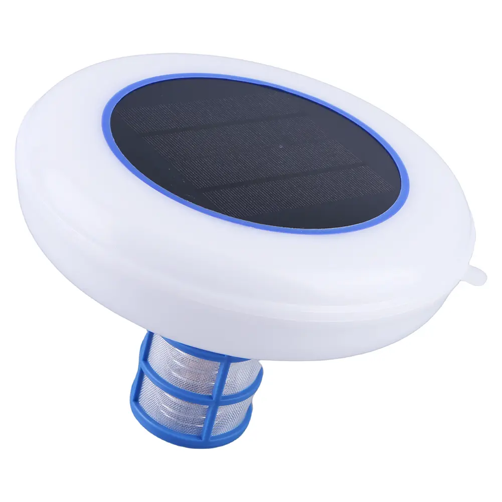 Solar Copper Pool Ionizer W/ Auto Switching 7-Colored LED Night Light Pool Cleaning Purifier for Fresh & Salt Water Pools & Spas