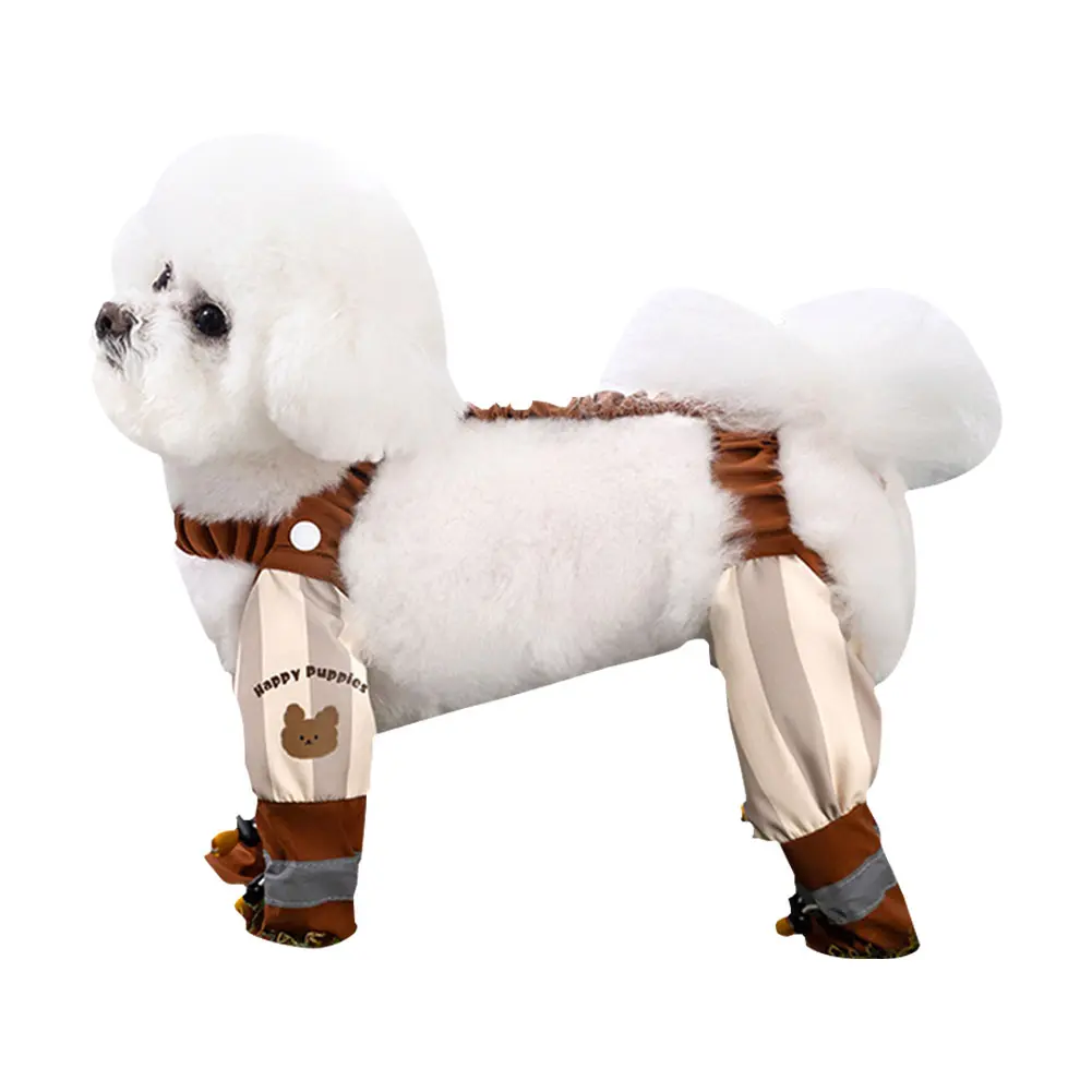 Dirty-Proof Dog Suspender Boots with Harness Waterproof Dog Jumpsuit Anti-Slip Dog Paw Protector Shoes for Small Medium Large