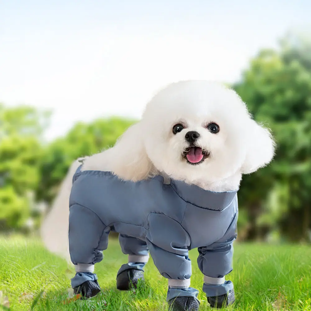 Dirty-Proof Dog Suspender Boots with Harness Waterproof Dog Jumpsuit Anti-Slip Dog Paw Protector Shoes for Small Medium Large