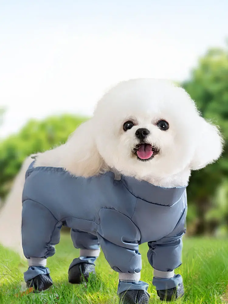 Dirty-Proof Dog Suspender Boots with Harness Waterproof Dog Jumpsuit Anti-Slip Dog Paw Protector Shoes for Small Medium Large