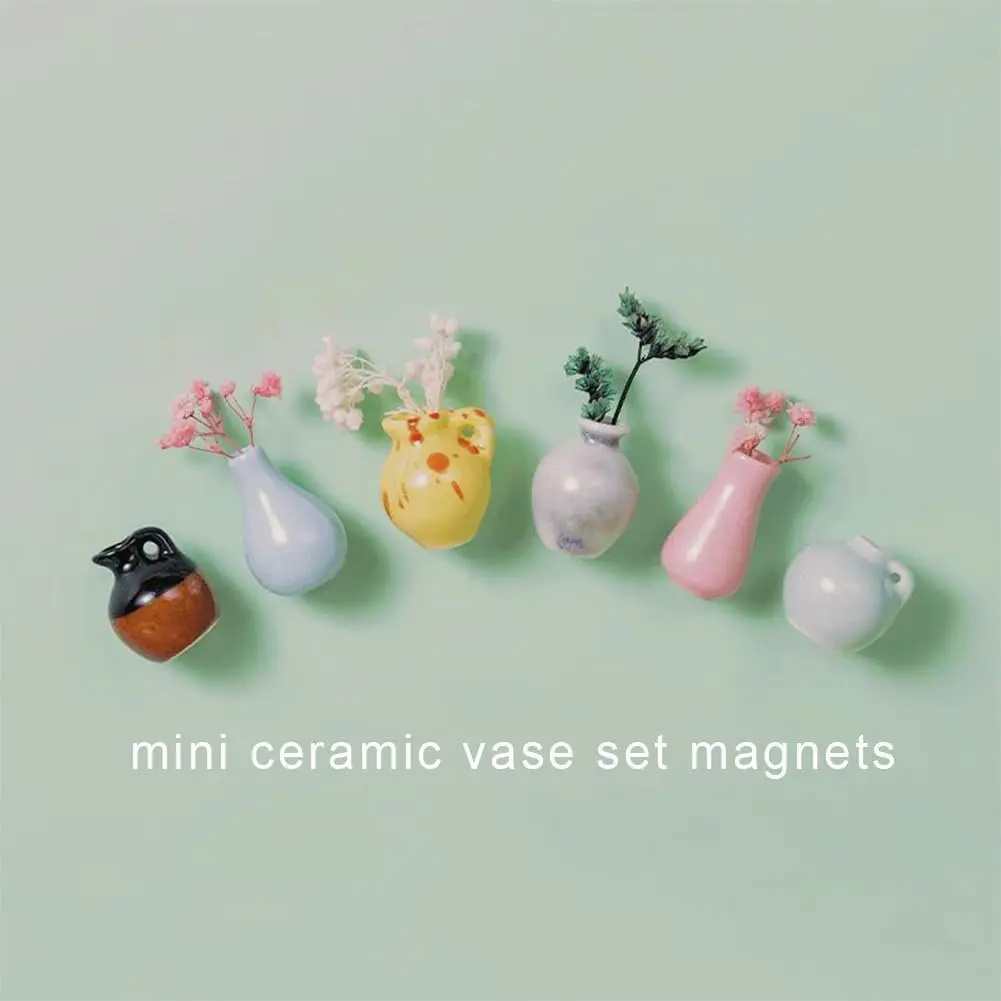5/8pcs Ceramic Vase Fridge Magnets Without Flower 3D Plant Vase Refrigerator Magnet Home Kitchen Decor DIY Vase Magnet Fridge