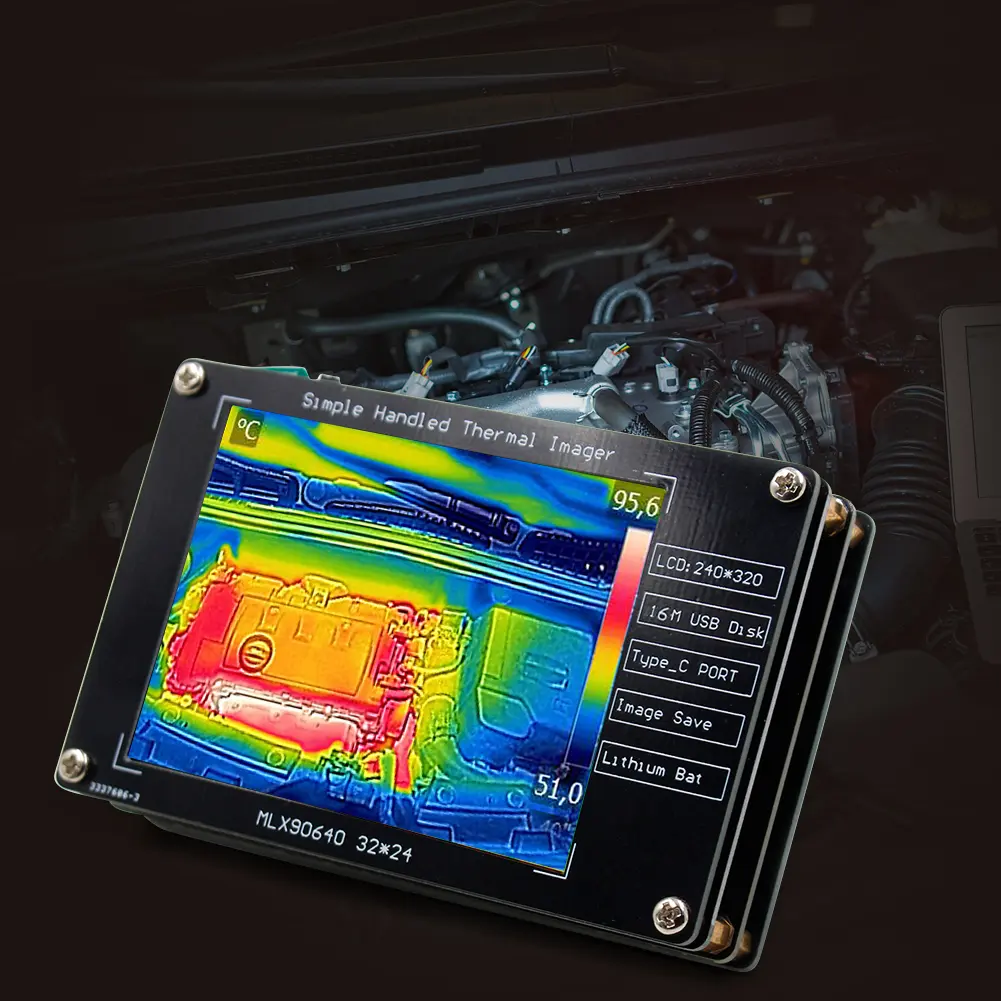 MLX90640 Infrared Thermal Imager Lightweight 2.8 Inch Digital Thermal Imaging Camera USB Charging for Industrial Components