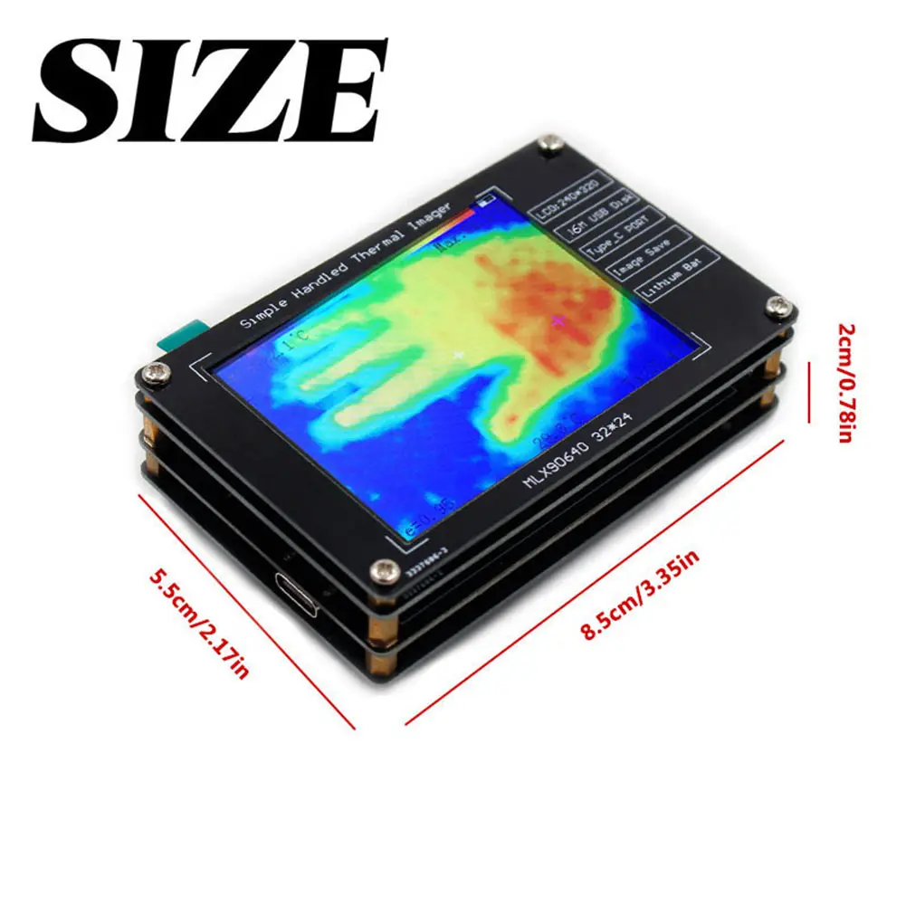 MLX90640 Infrared Thermal Imager Lightweight 2.8 Inch Digital Thermal Imaging Camera USB Charging for Industrial Components